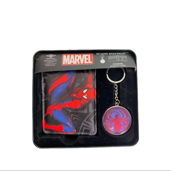 NWT In Gift Box Men’s Marvel Amazing Spider-Man Trifold Wallet With Keychain - Picture 6 of 12